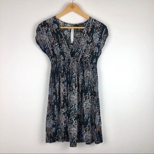 Black Light Floral Babydoll Tunic Mini Dress Top